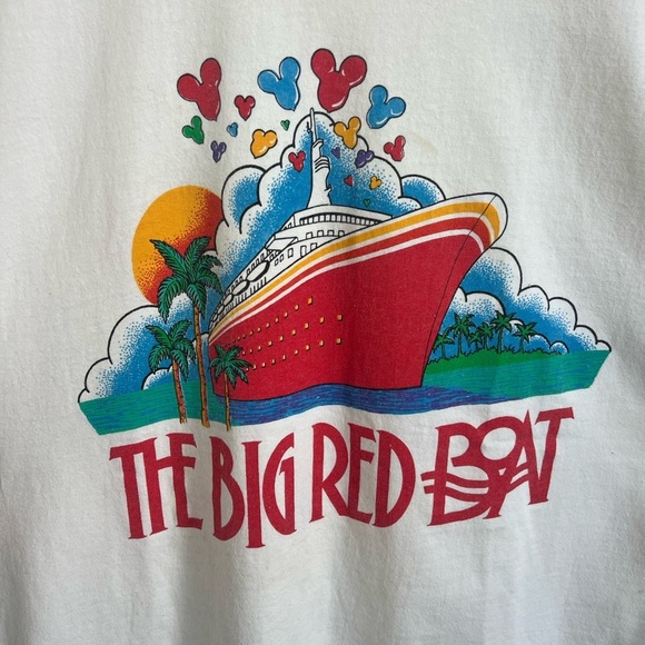 Vintage 90’s Red & White Disney Cruise T-Shirt - Picture 3 of 6